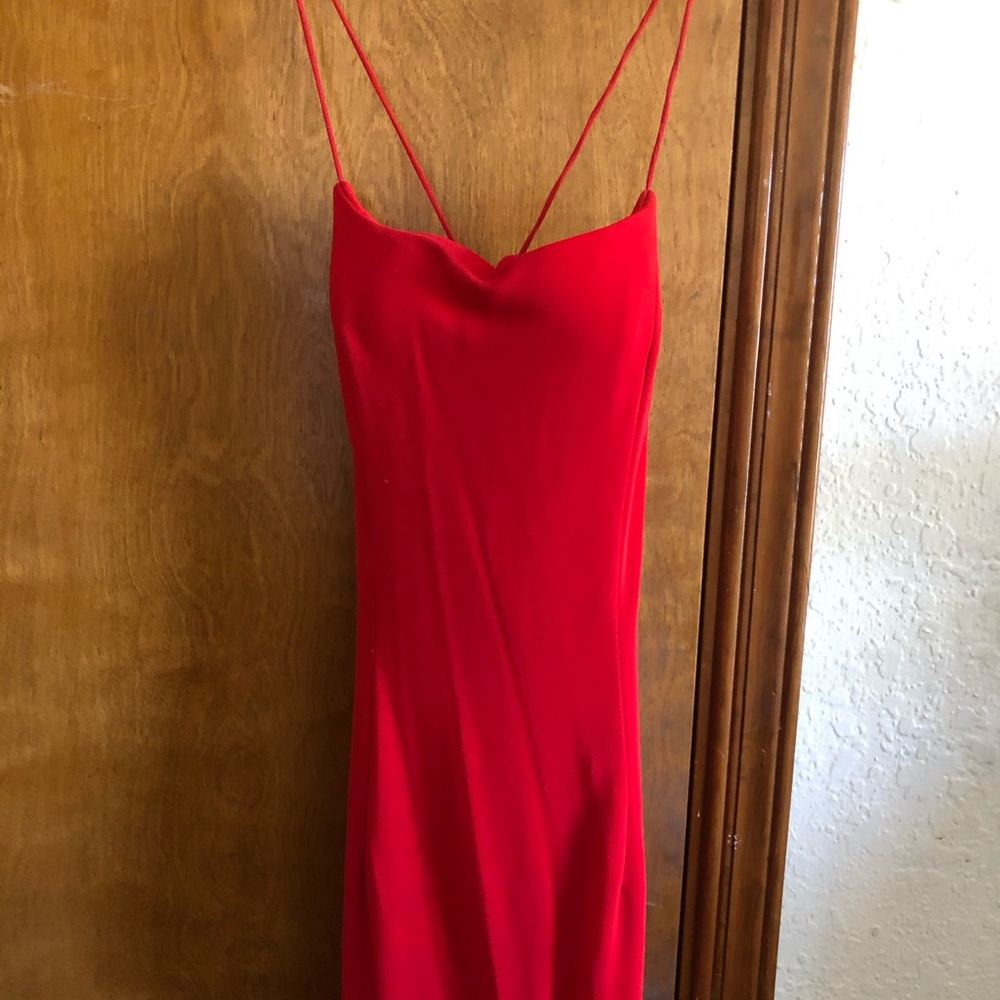 Vintage Cache backless formal gown red